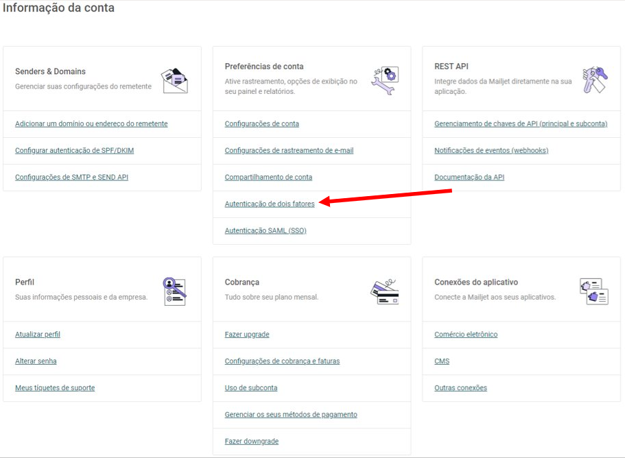 Autenticação de dois fatores - Minha Conta